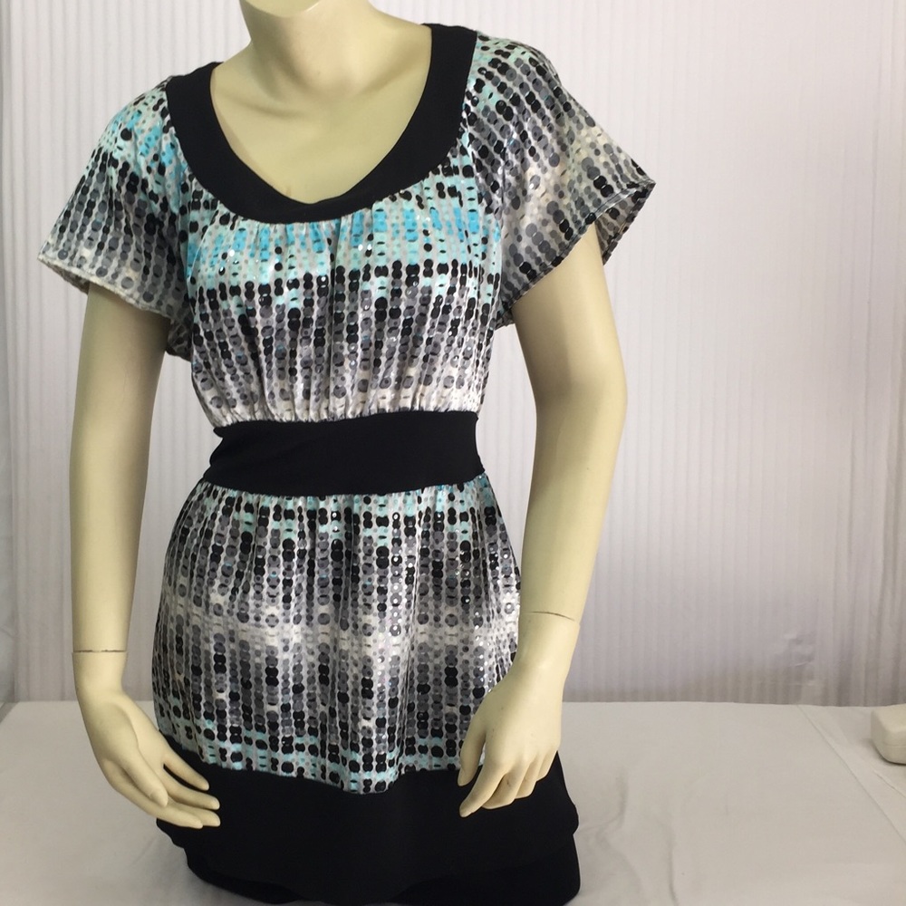 Cocomo XL Turquoise Silver Grey Black Polka Dot